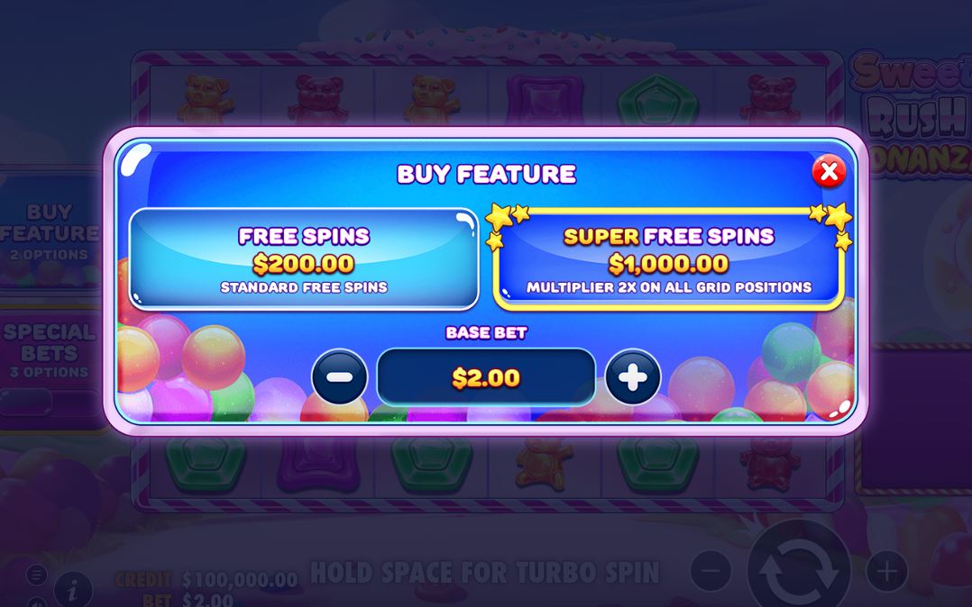 Super Free Spins-läget inne i bonusen