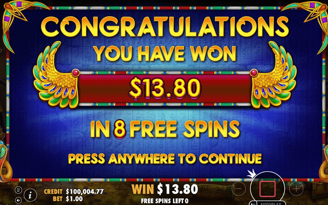 Win screen: utbetalning efter en vunnen runda